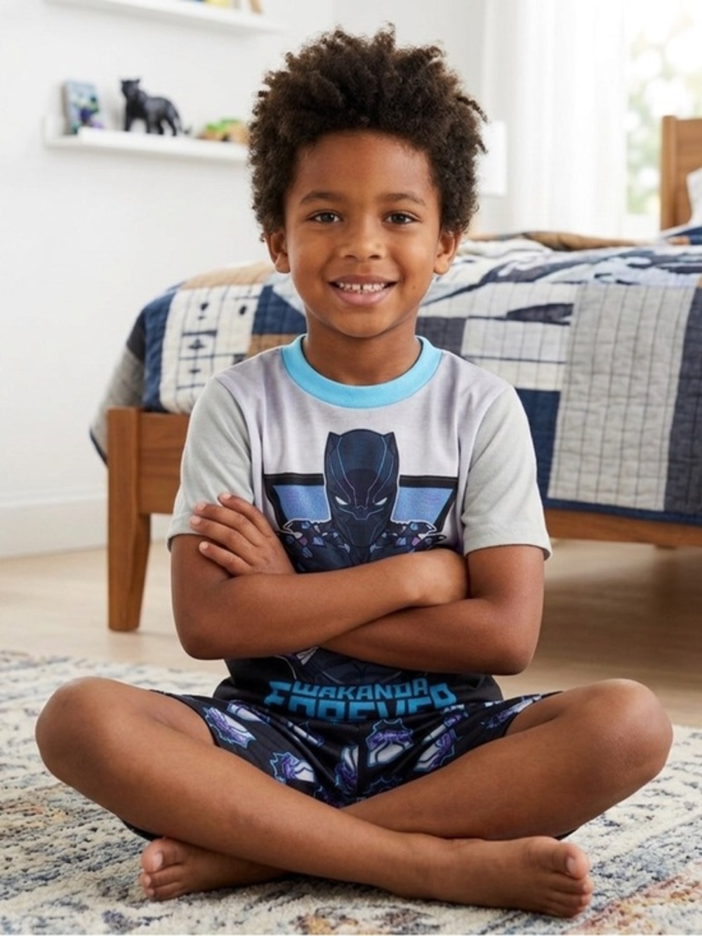 NWT Black Panther Boys X Small 4 5 Pajamas Short Set Sleep Marvel Avengers XS